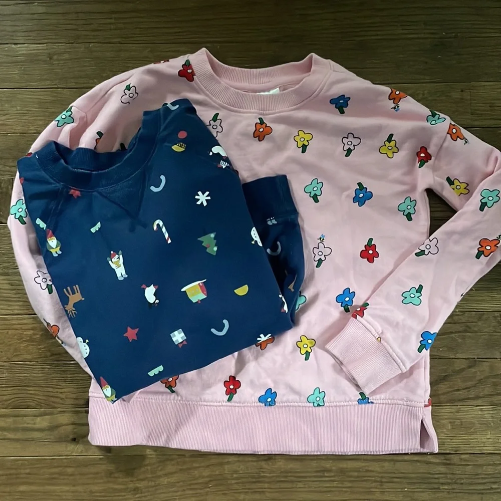 Hanna Andersson holiday and floral sweatshirt bundle